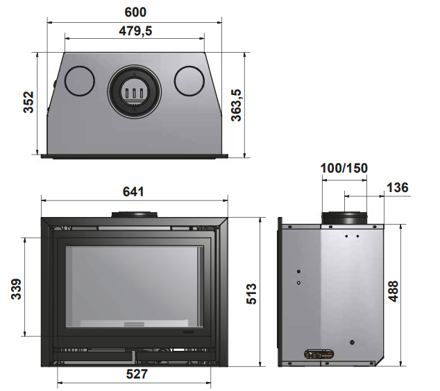 Medidas square 60 insertable de gas